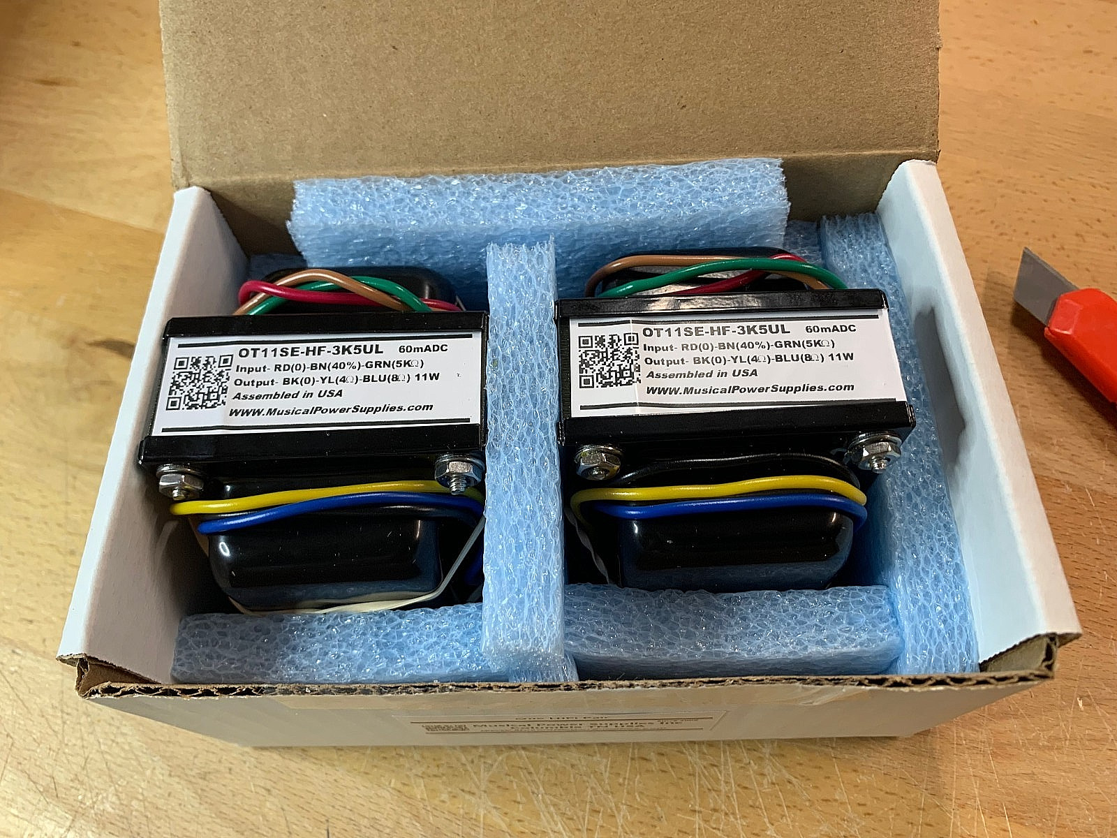 Pair of OT11SE-HF-3K5UL SE HiFi Output Xfmr 3K5 x 4/8Ohm 40%UL 60mADC