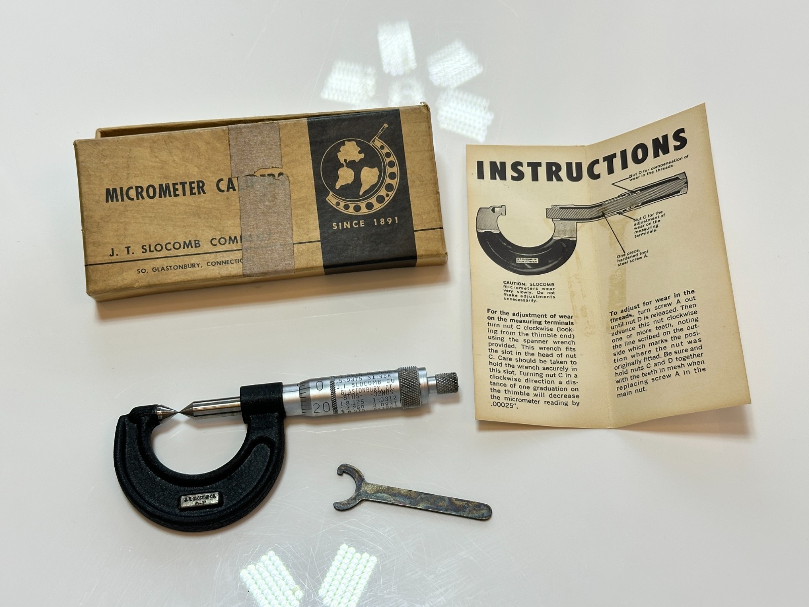 JT Slocomb Co. USA 0 to 1 Inch POINTED Outside Micrometer (New Old Stock NOS)
