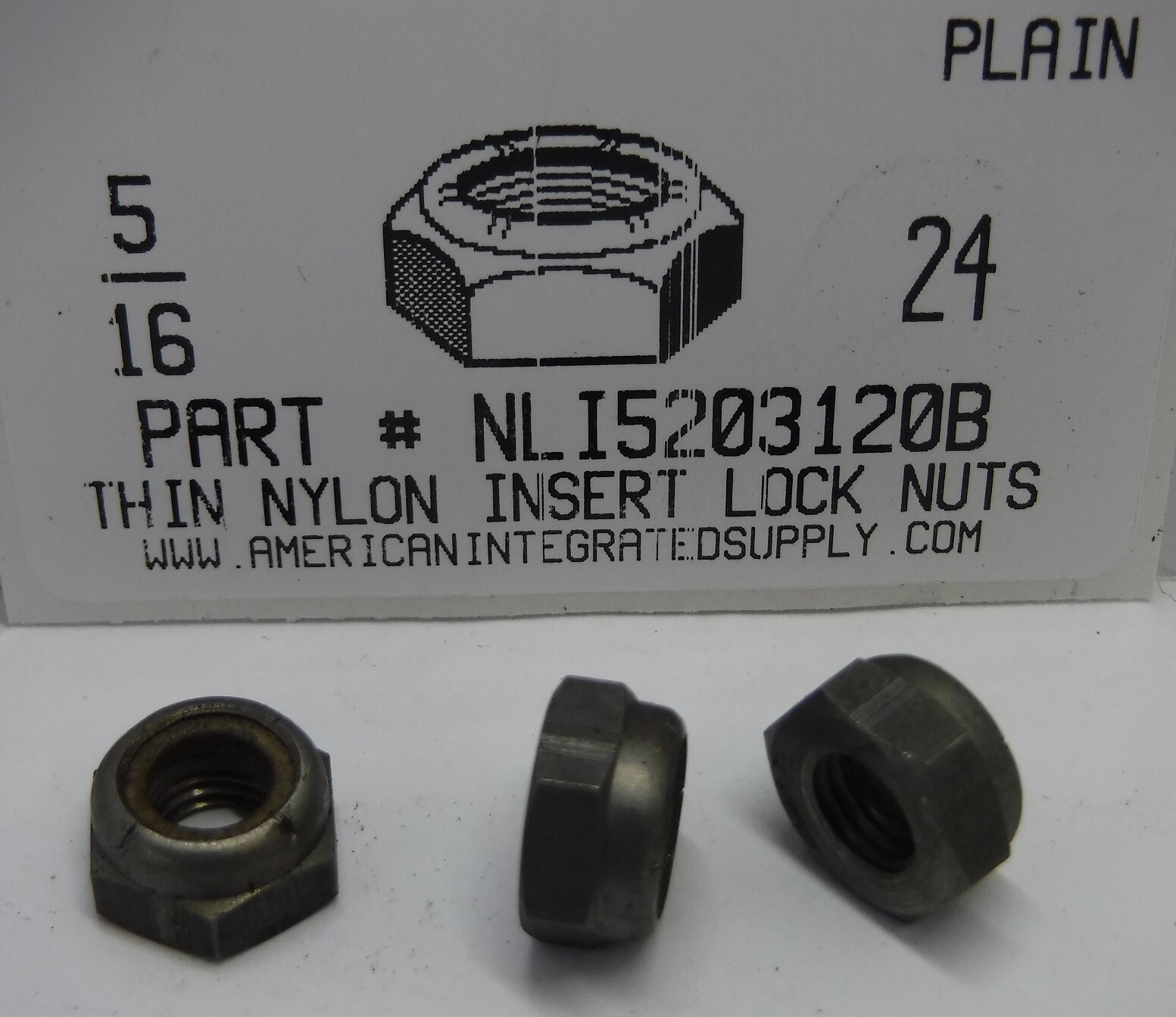 5/16-24 THIN HEX NYLON INSERT LOCK NUTS NTE SERIES STEEL PLAIN (65)