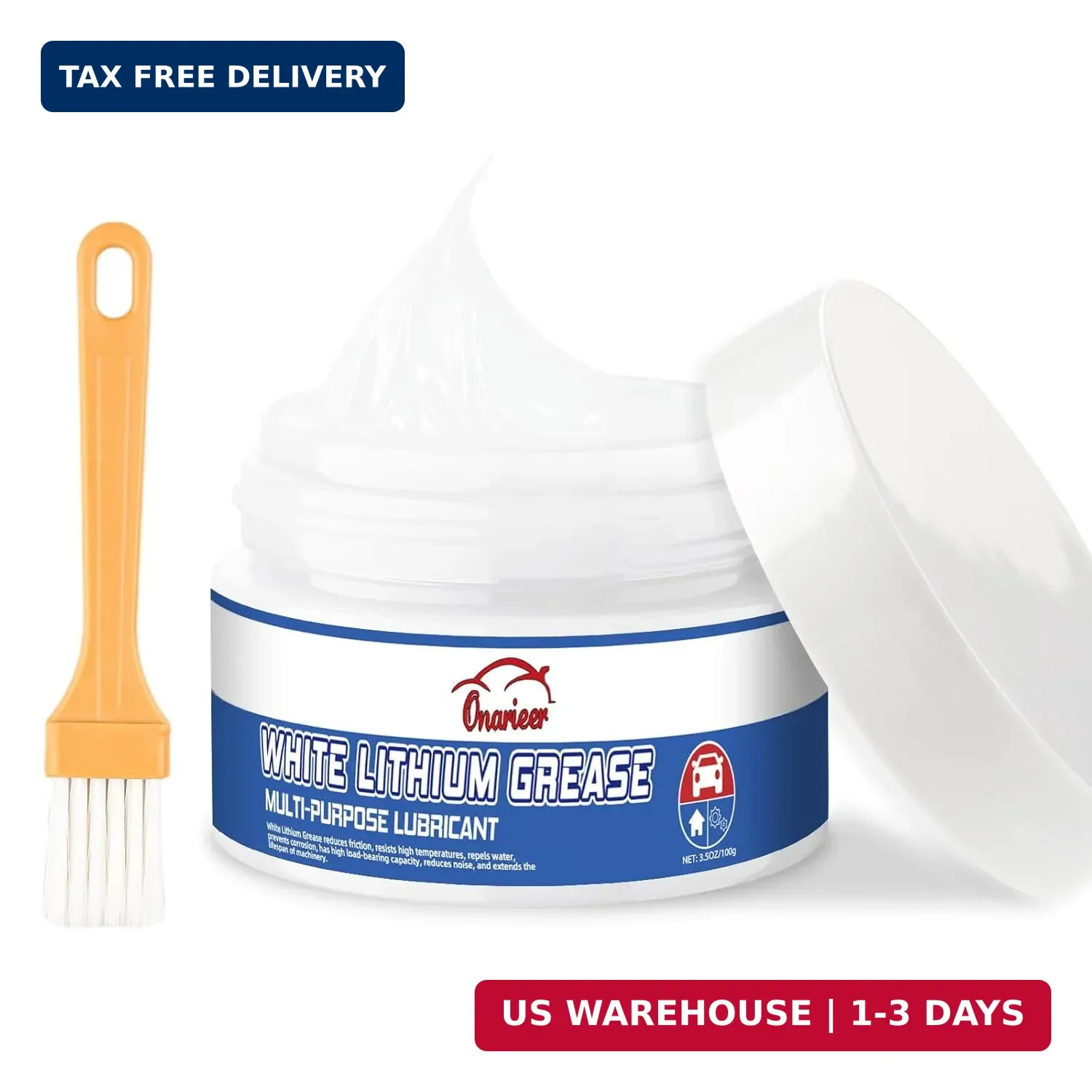 White Lithium Grease, Multi-Purpose Lubricant Lithium Grease with Brush, Garage