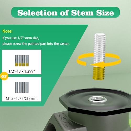 Leveling Stem Casters with Retractable Wheels & TD50 - 600 lbs Total Capacity