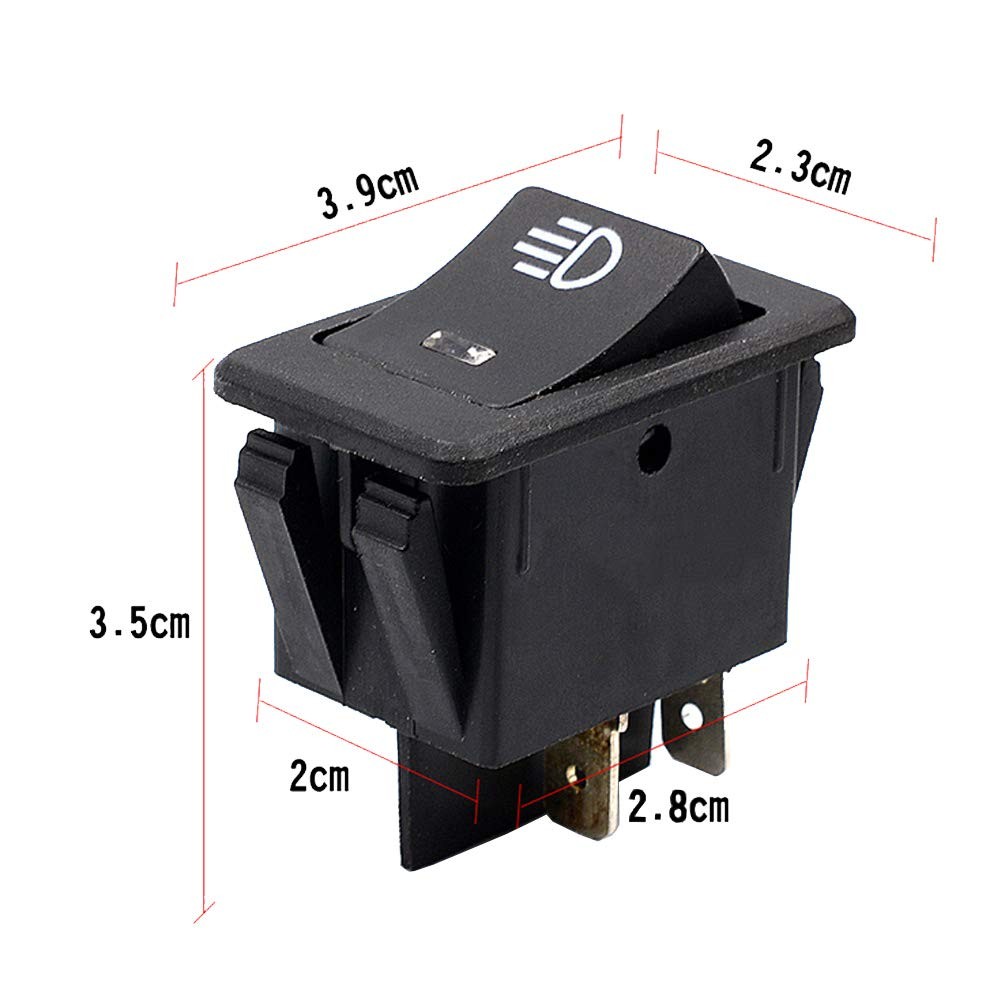 12V LED Fog Light Toggle Rocker Switch - 4Pin 35A ON/OFF, Multiple Colors