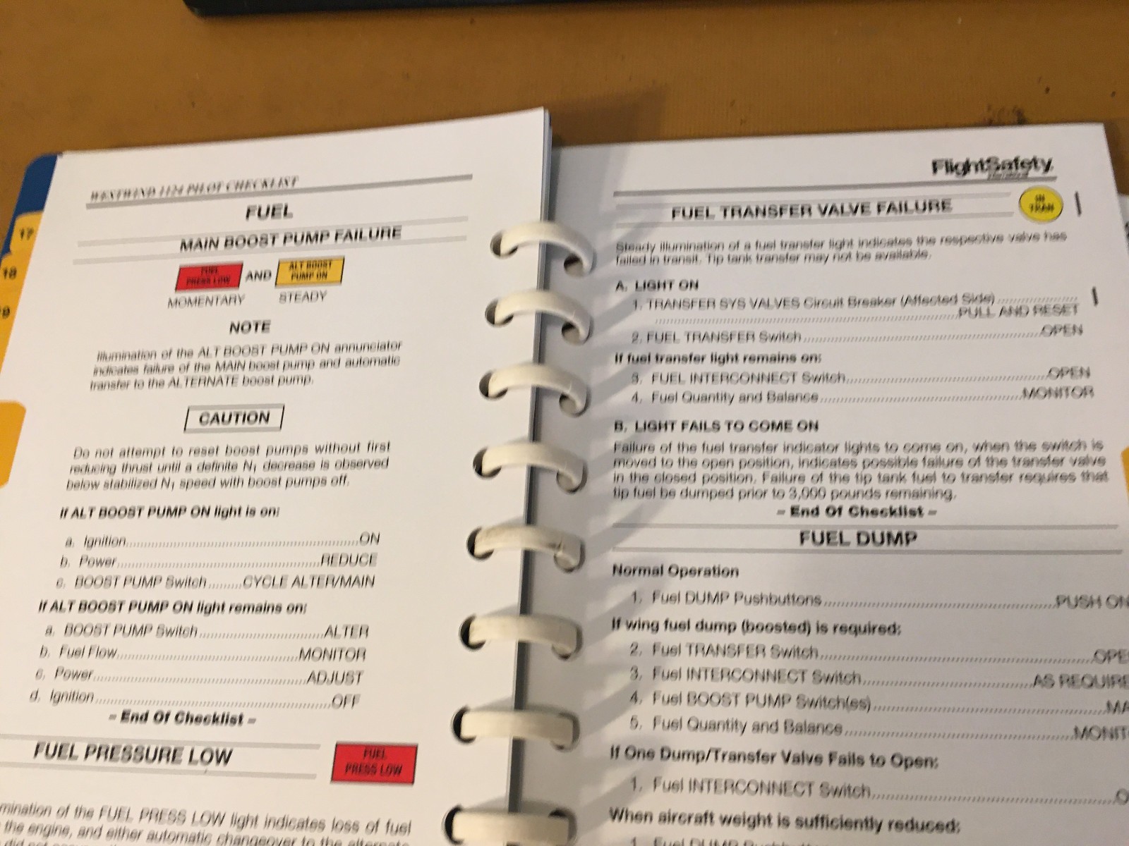 Westwind I and II, 1124 Emergency Abnormal Procedsures Pilot's Checklist