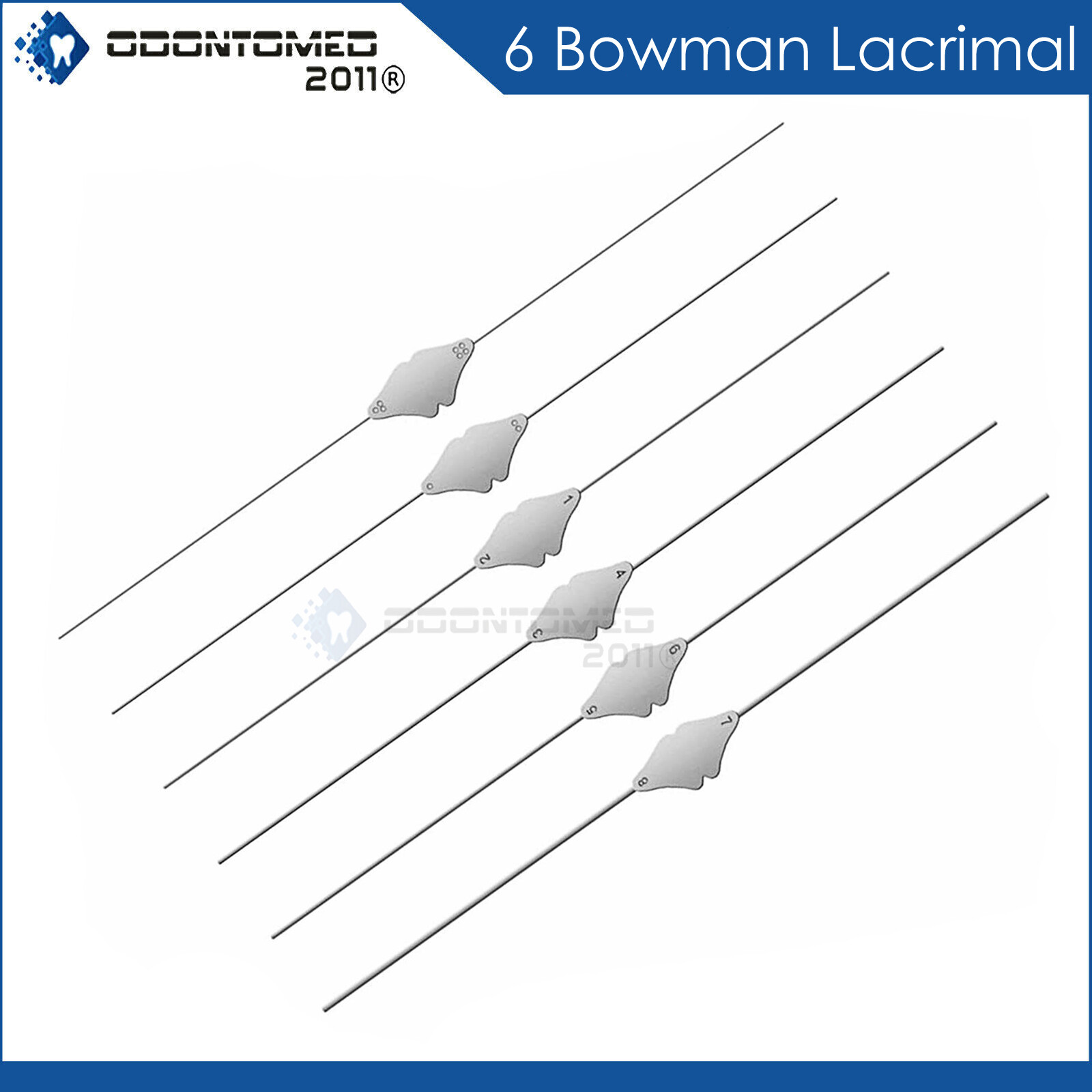 6 Pcs Bowman Lacrimal Probe 6" Surgical Dental Ent 0000-000,00-0,1-2,3-4,5-6,7-8