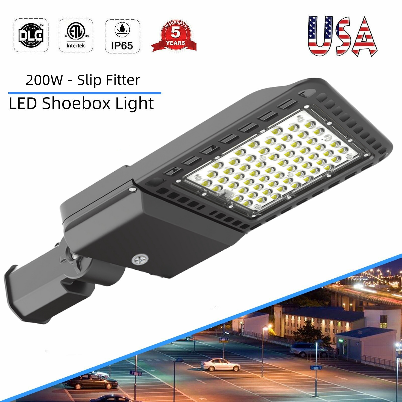 200W LED Parking Lot Light Dusk to Dawn Outdoor Commercial Shoebox Area Lights