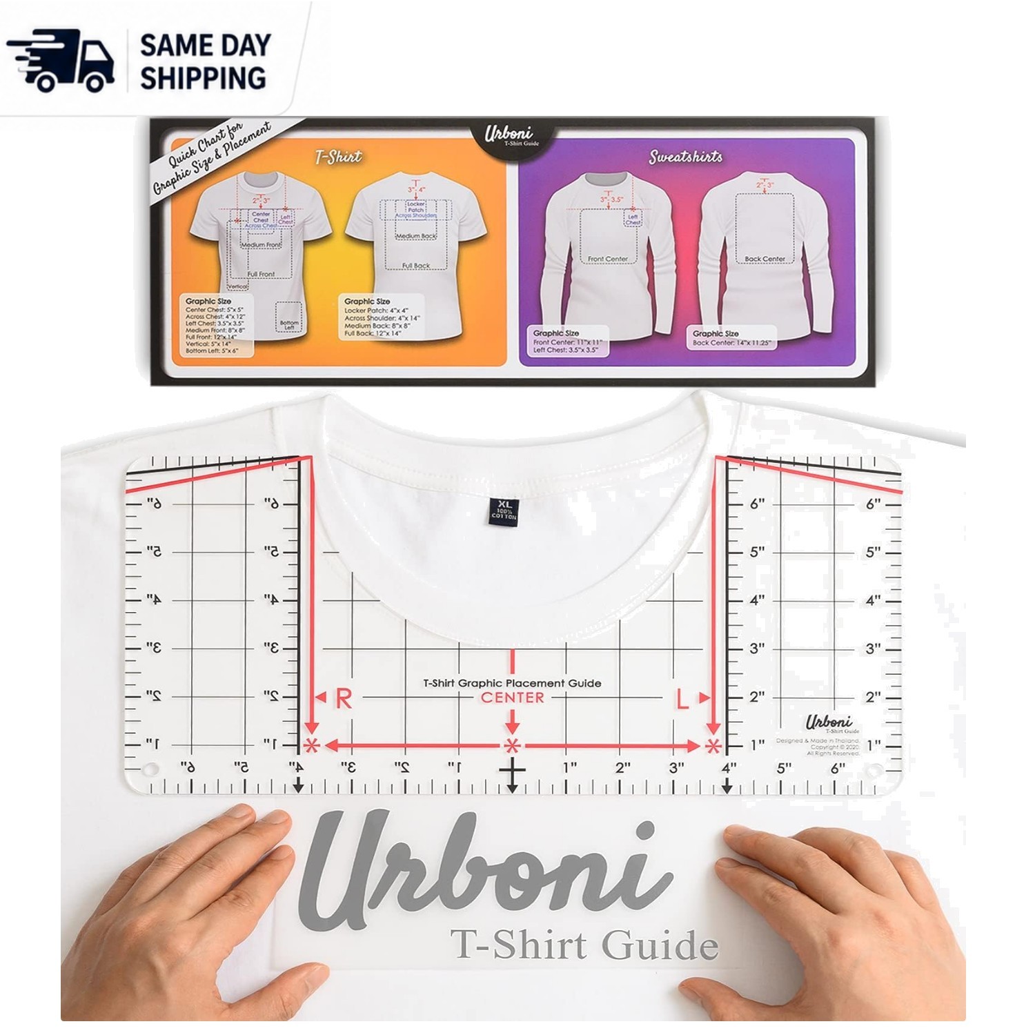 Standard Size T-shirt Measurement Tool with Quick Chart - Perfect for DTF & HTV