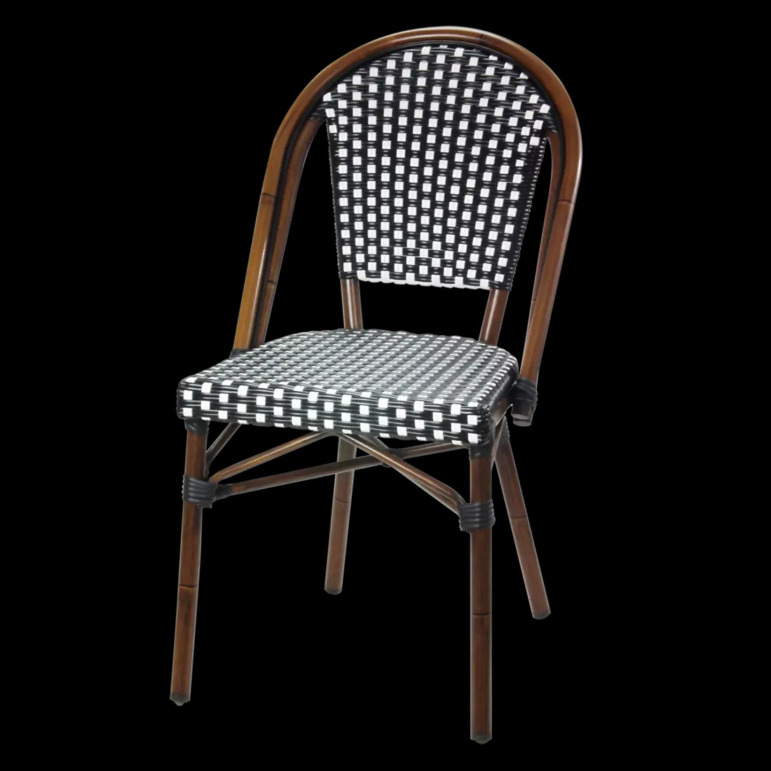 Just Chair Manufaturing Aluminum Frame Side Chair w/ Rattan Style Woven Vinyl