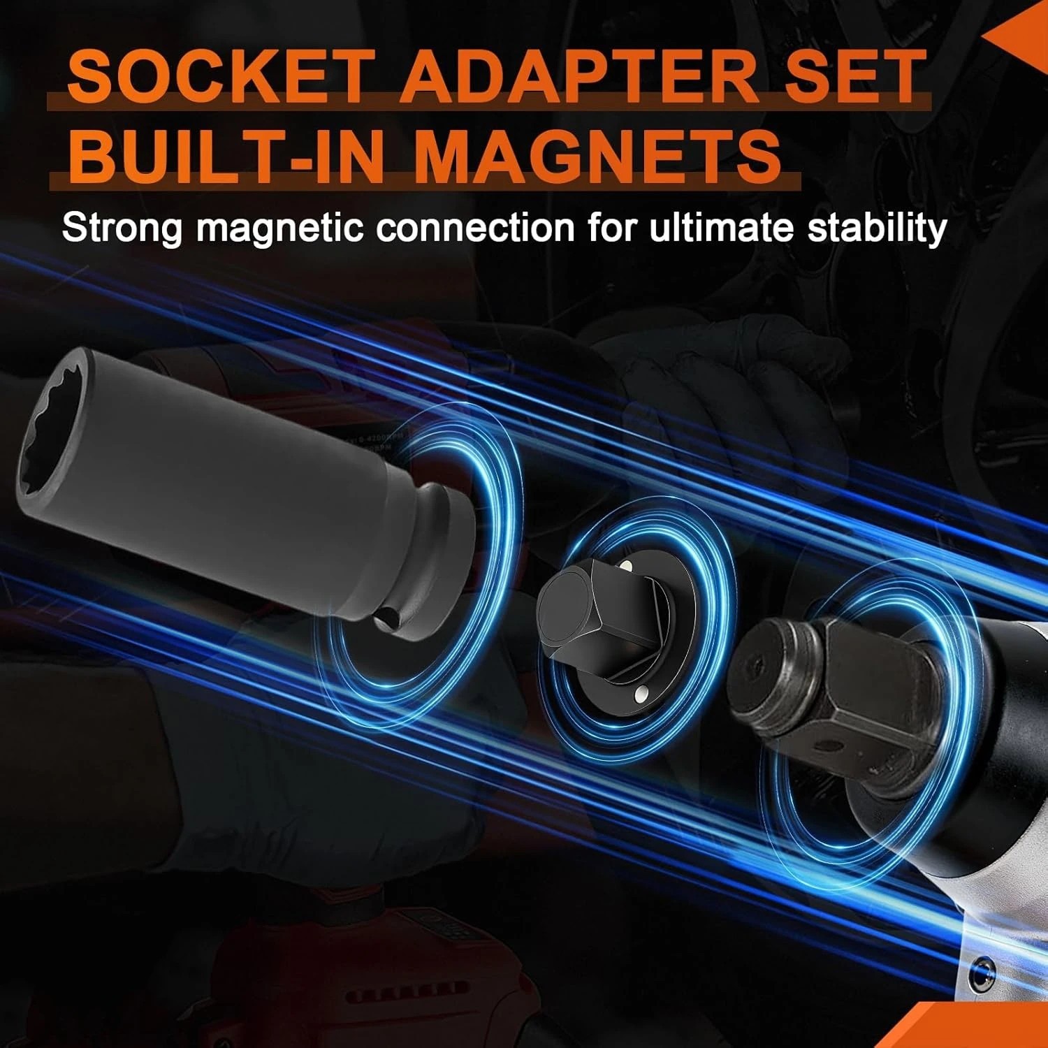 4-Pack Low Profile Impact Socket Adapter Set, Drive Reducing Ratchet Adapter Set