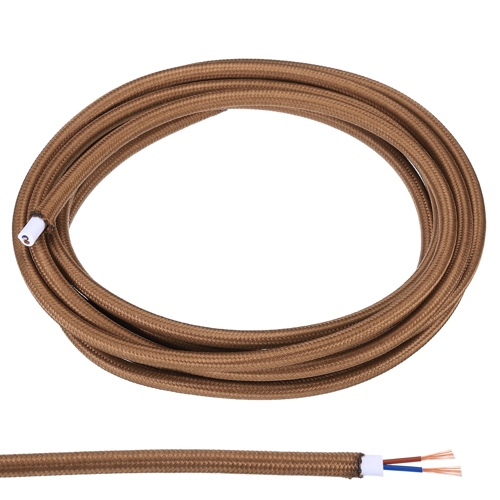 9.84ft 18AWG 2 Core Fabric Cloth Covered Round Wire Brown