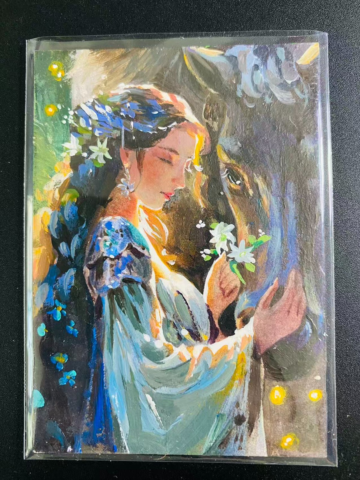 Boutique Studio Floral‑Adorned Beauty & Her Horse 1/1 Sketch Card by Gubo