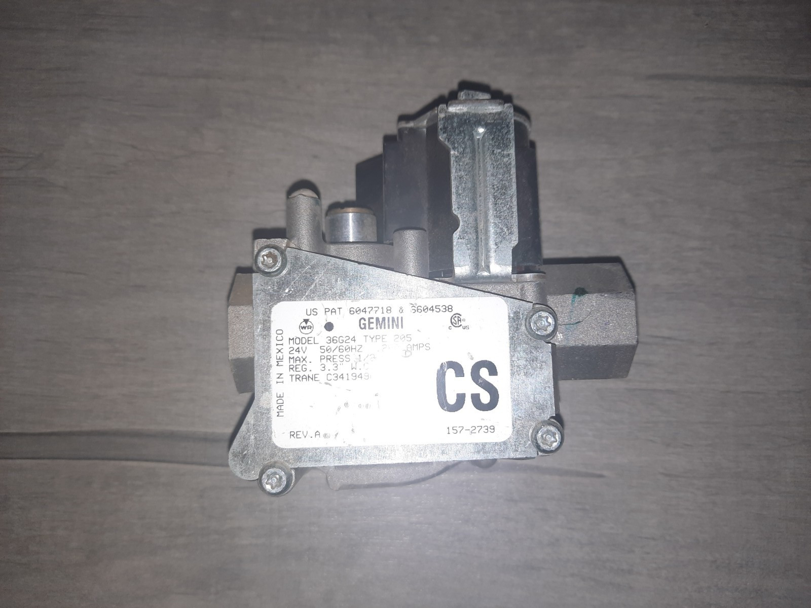 WHITE RODGERS GAS VALVE 36G24-205 C341949P01 (AB 1663) V1