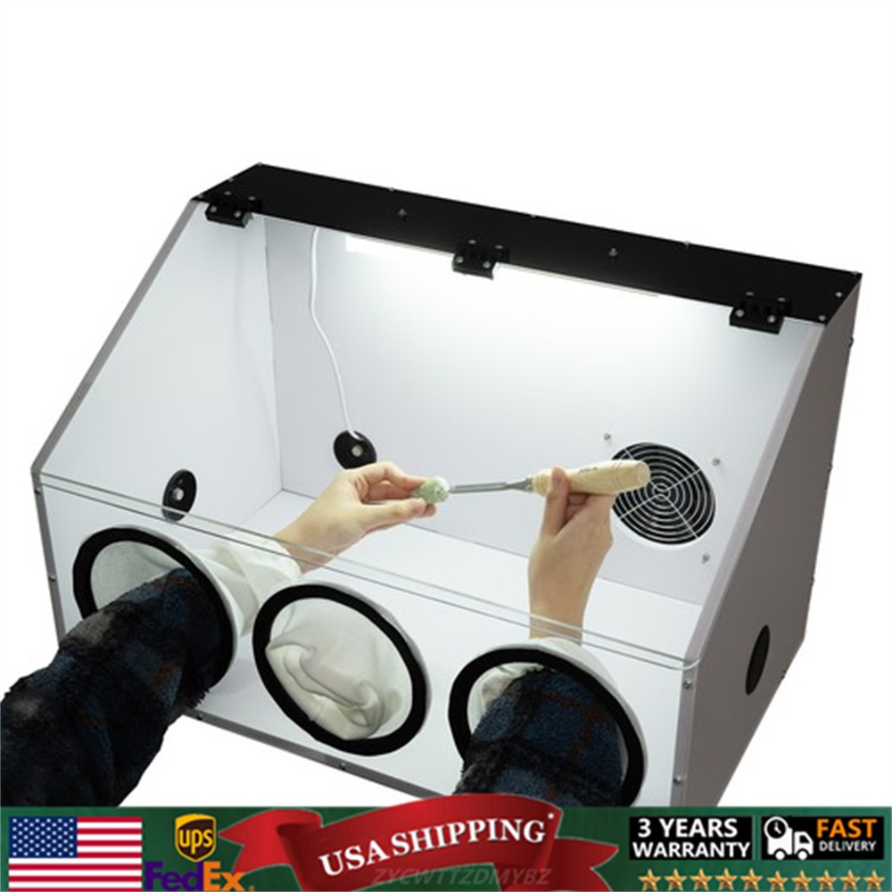 Grinding Dust Hood Box Jewelry Engraving Table Polisher Dust Proof Cover Fan LED