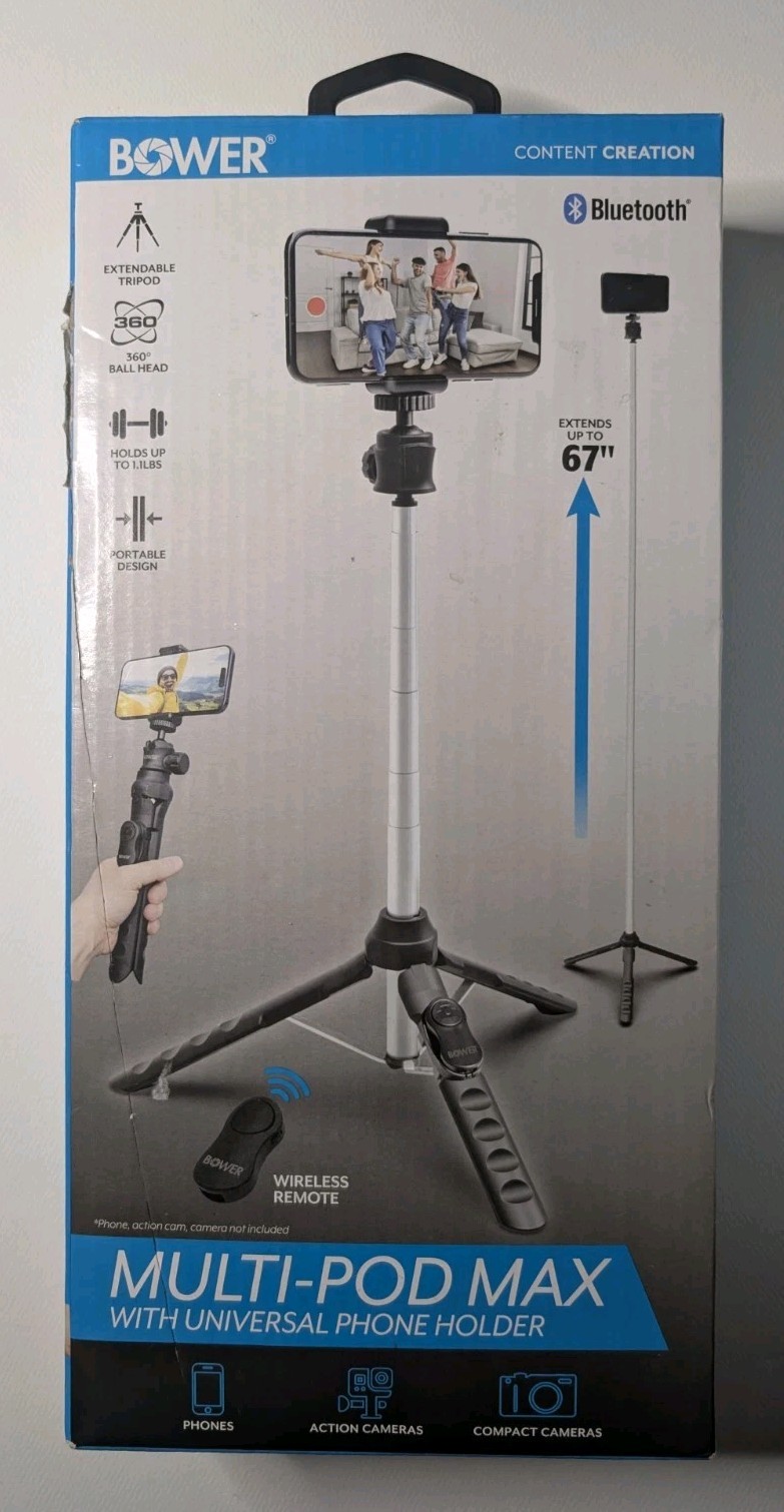 BOWER MULTI POD Multi 6-in-1 Tripod Remote Shutter Bluetooth-Camera Selfie Stick