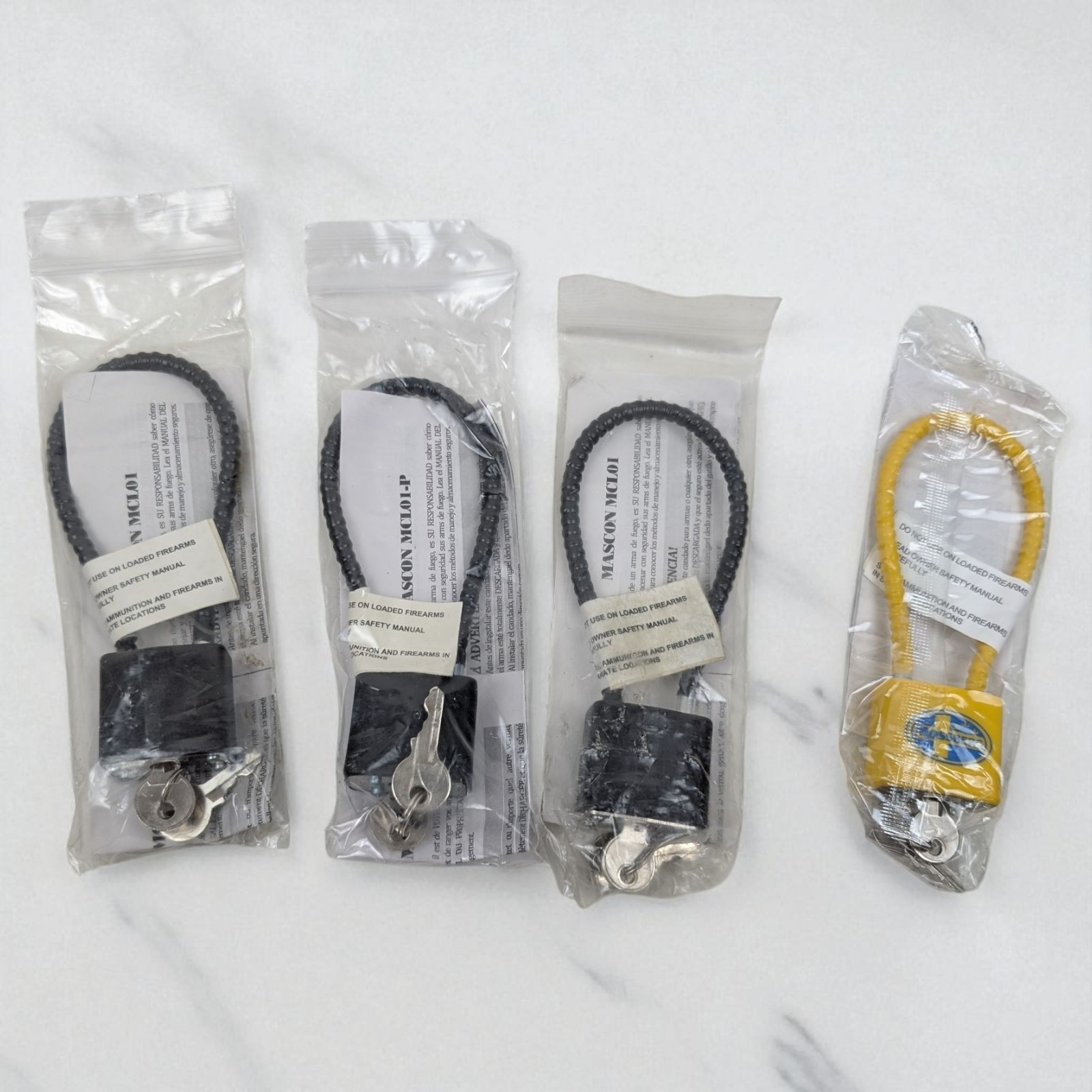 Mascon MCL01 Firearms Gun Lock 2 Keys Pistol Rifle Shotgun revolver NEW Lot of 4