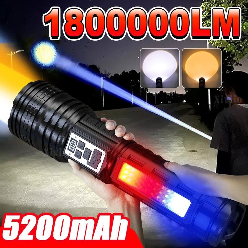 1800000LM Bright LED Flashlight Rechargeable Long Range Torch Fishing Lantern