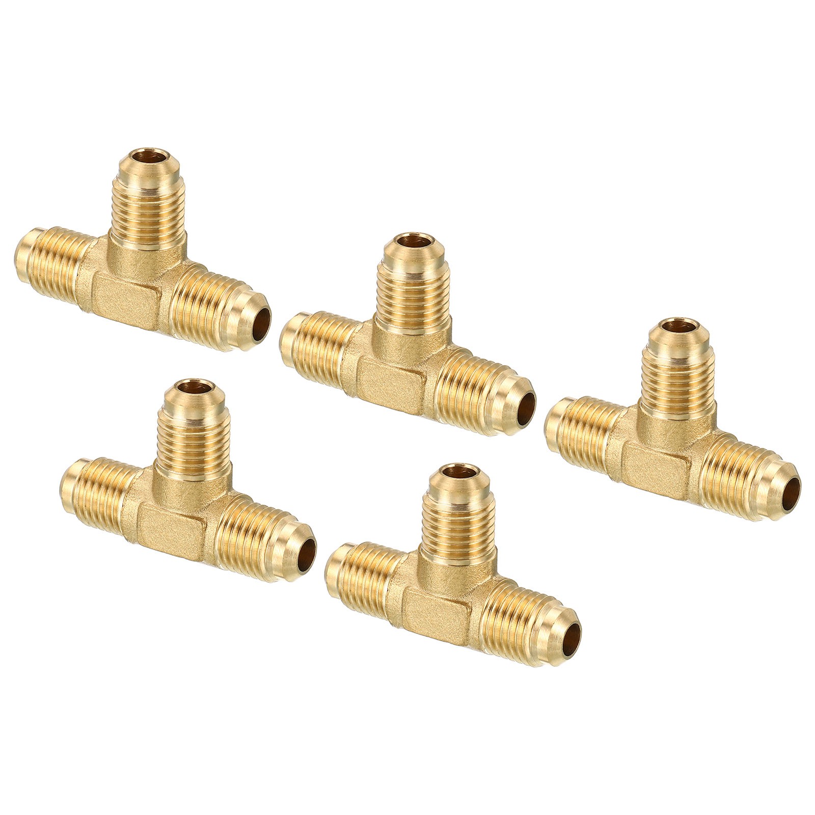 5Pack 1/4" x 1/4" x 1/4" Brass Pipe Fitting Flare Tee Tube Fitting Pipe Adapter