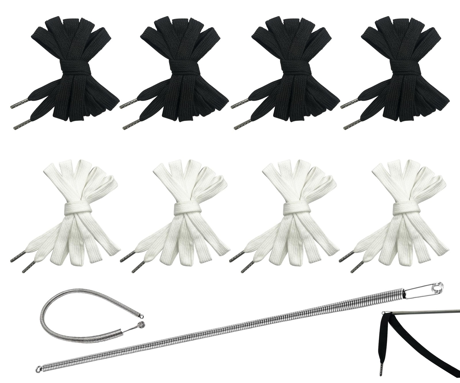 Serobela 1/2" x 59" Flat Drawstring Cord with Easy Threader Black/White