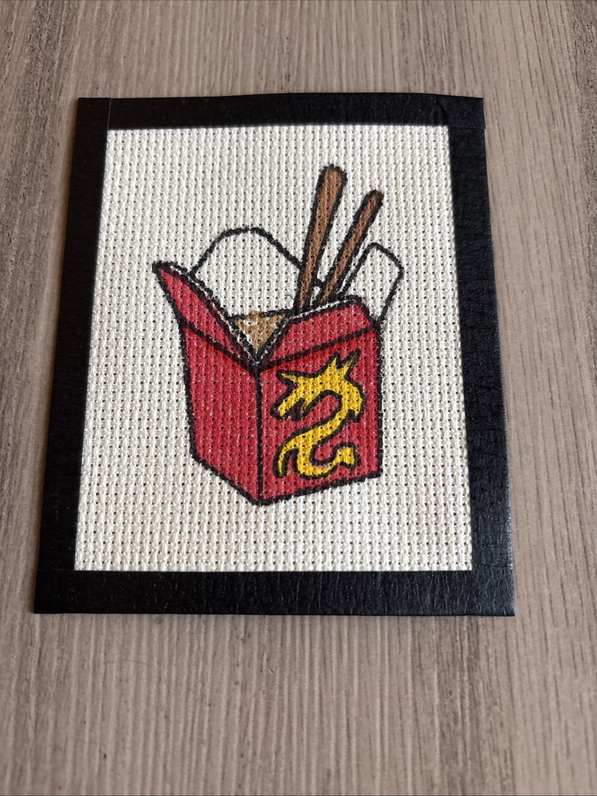 Handmade needlepoint canvas 4.5” X 4.5” Food Container beginner friendly 13 Mesh
