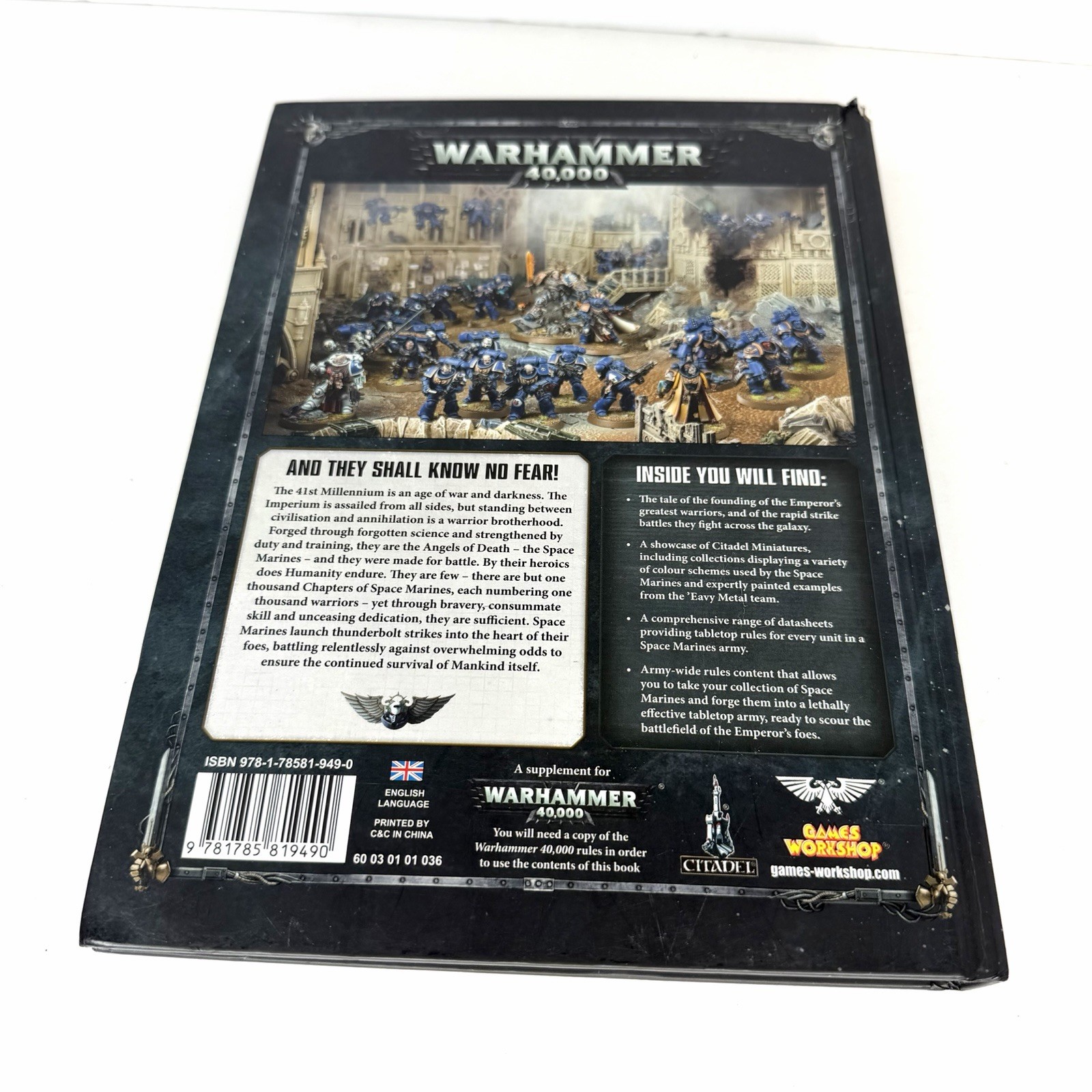 Warhammer 40K Codex Space Marines 5th Edition Hardcover Games Workshop 2013