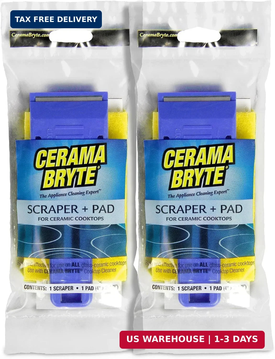 Cerama Bryte Scraper & Pad Combo (2 Pack)