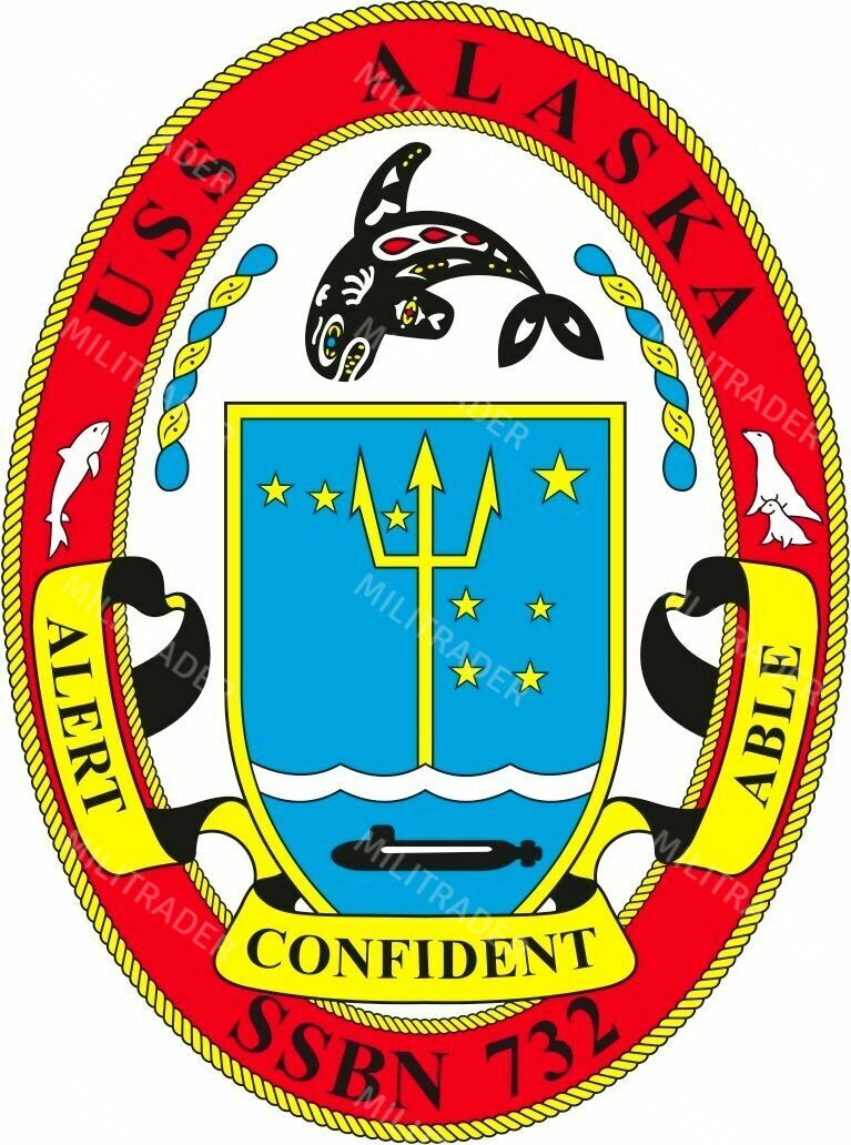USS Alaska SSBN 732 Self-adhesive Vinyl Decal/Sticker (size in height)