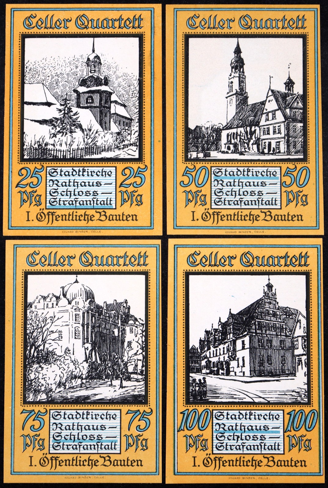 CELLE 1922 "Public Buildings: Castle, Rathaus, Church, Jail" Complete Notgeld