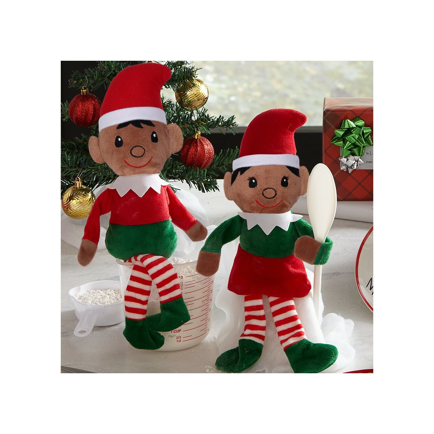 NEW Christmas House Dark Sitting Elves Couple - FREE Shipping!!!!