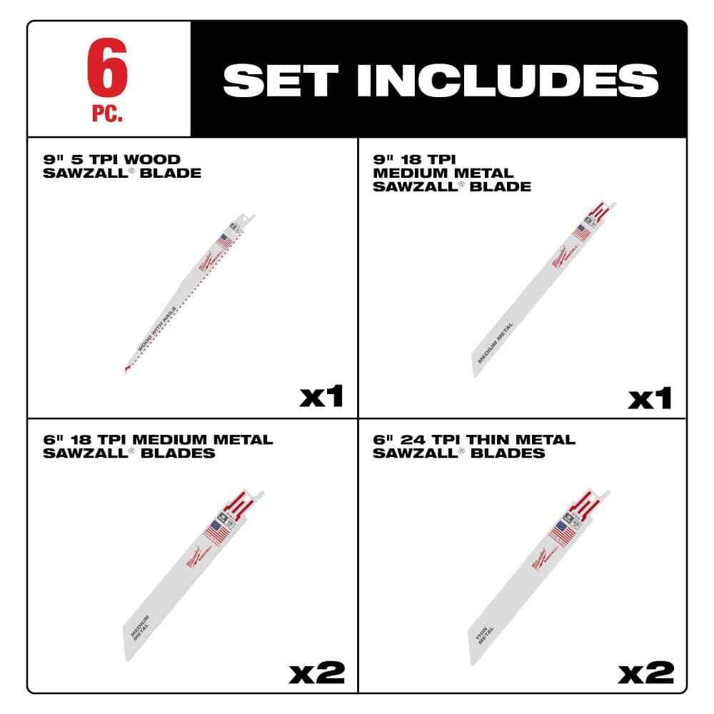Milwaukee SAWZALL General Purpose Reciprocating Blade Set (6-Piece)