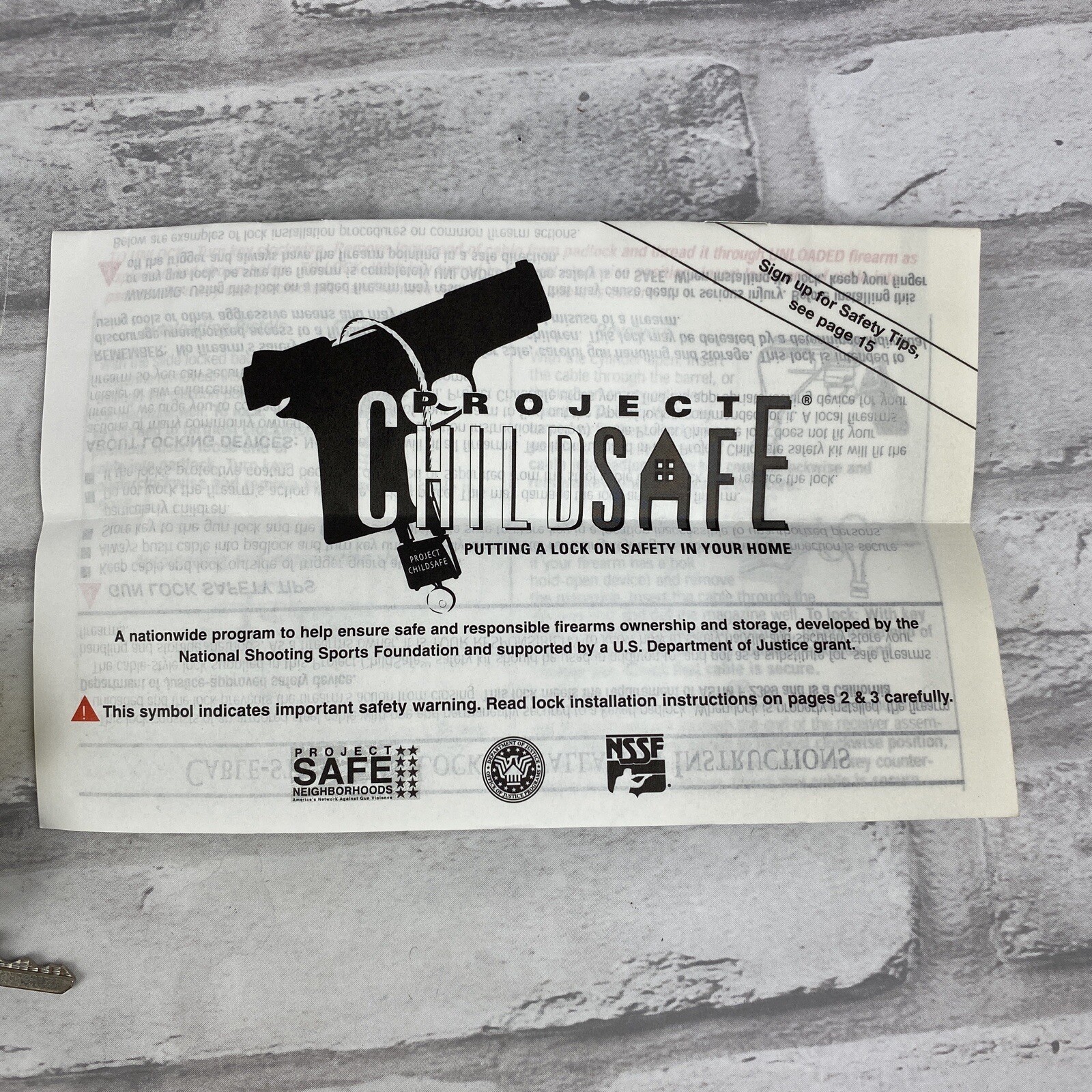 Project Childsafe Firearms Guns Weapons Cable Safety Lock Padlock New Open Pkg