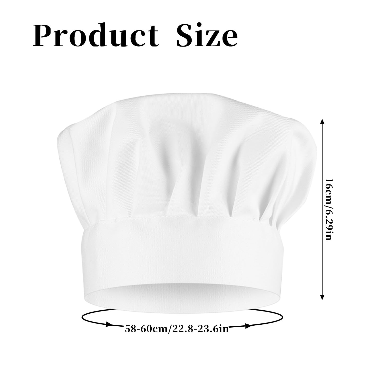 Tiesome 2Pcs Adjustable Elastic Chef Hat Reusable And Washable Durable Pure