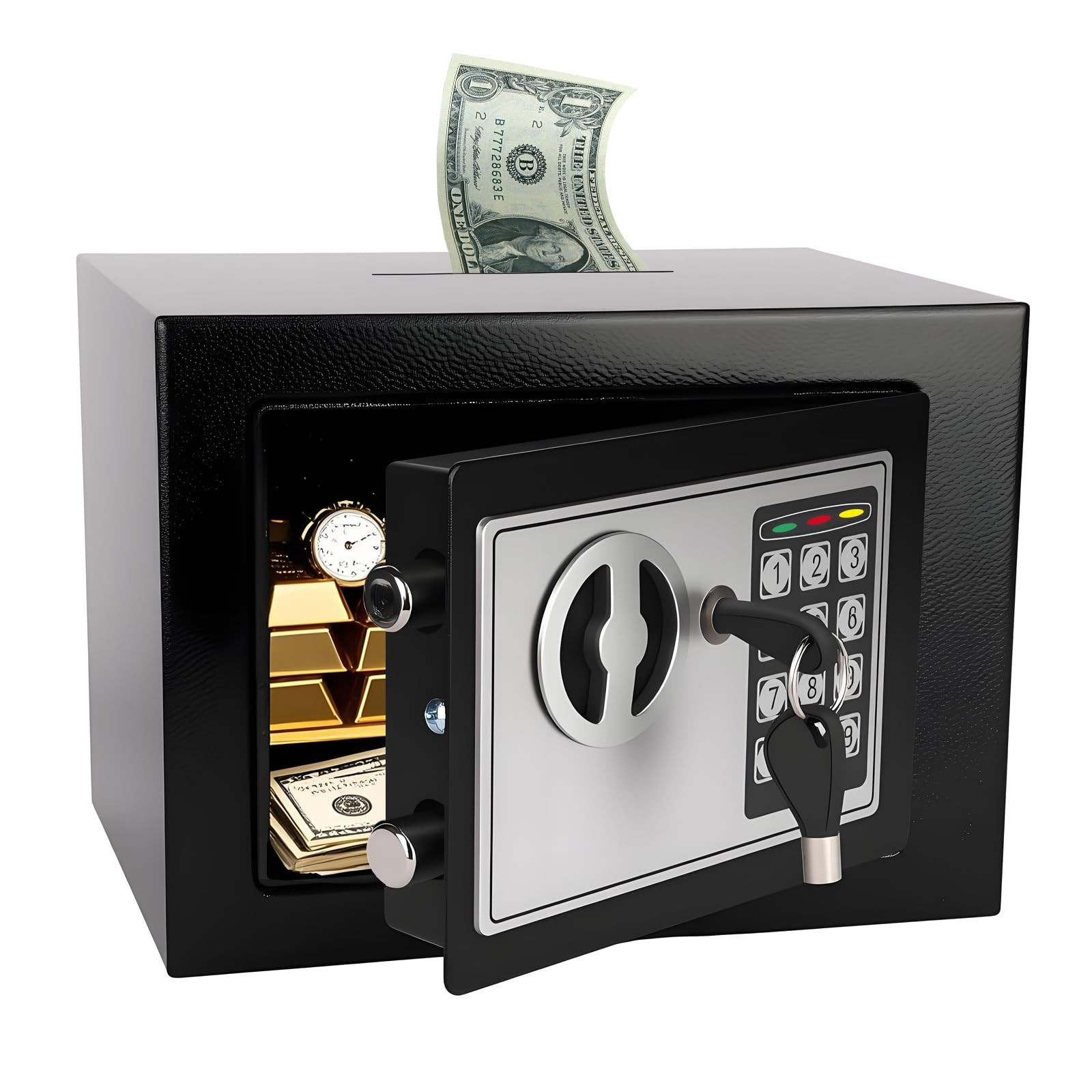Mini Electronic Safe Box 6.7"Wx9.1"Dx6.7"H Digital Keypad - Secure Storage