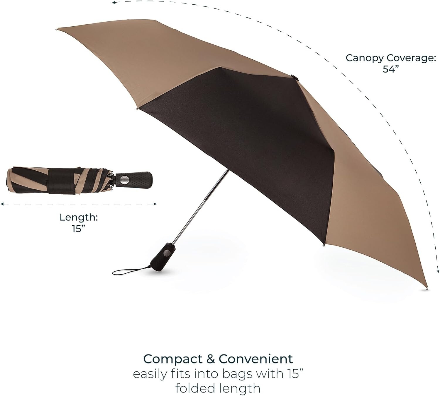 Totes Blue Line Golf Size Auto Open/Close Umbrella, Black