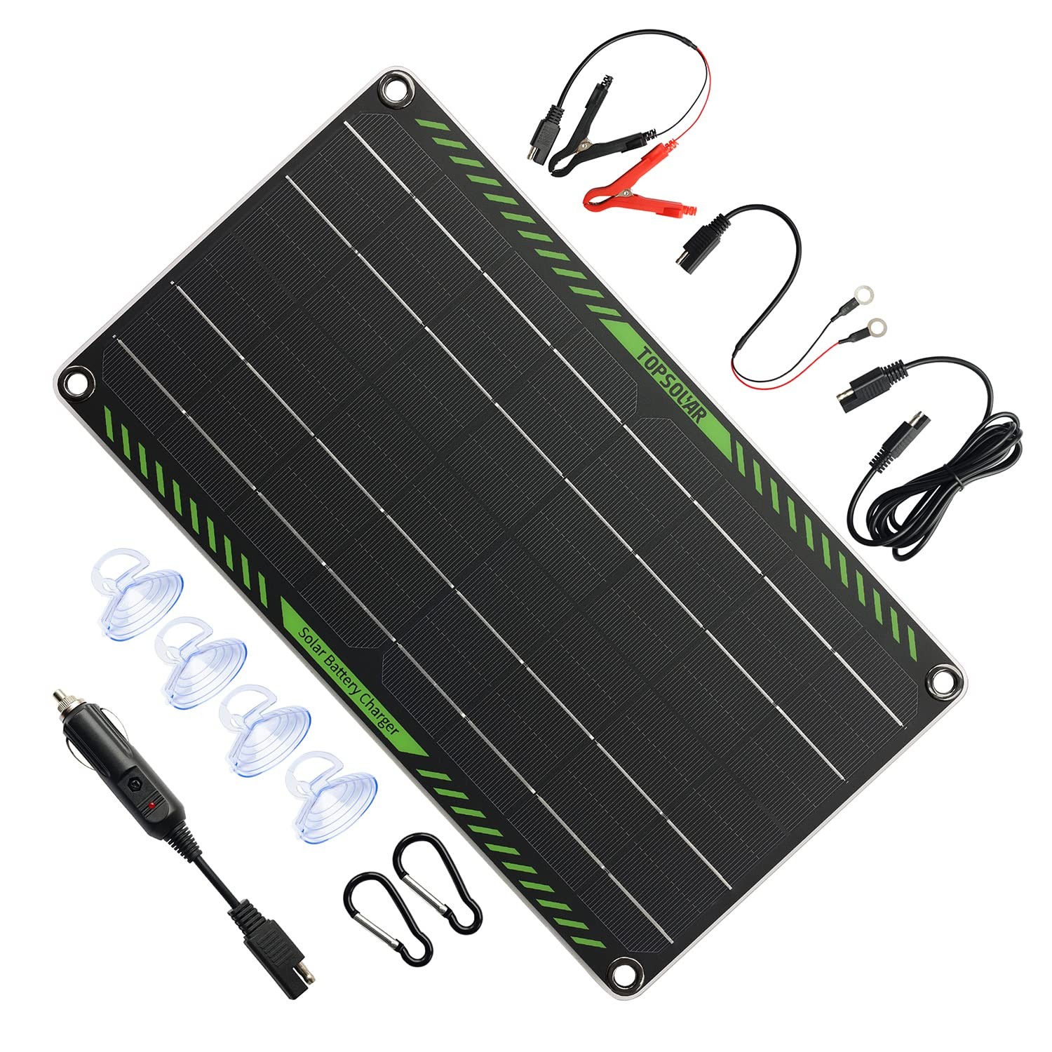 Topsolar 10 Watt 12 Volt Solar Trickle Charger 10W 12V Panel 10W, Black