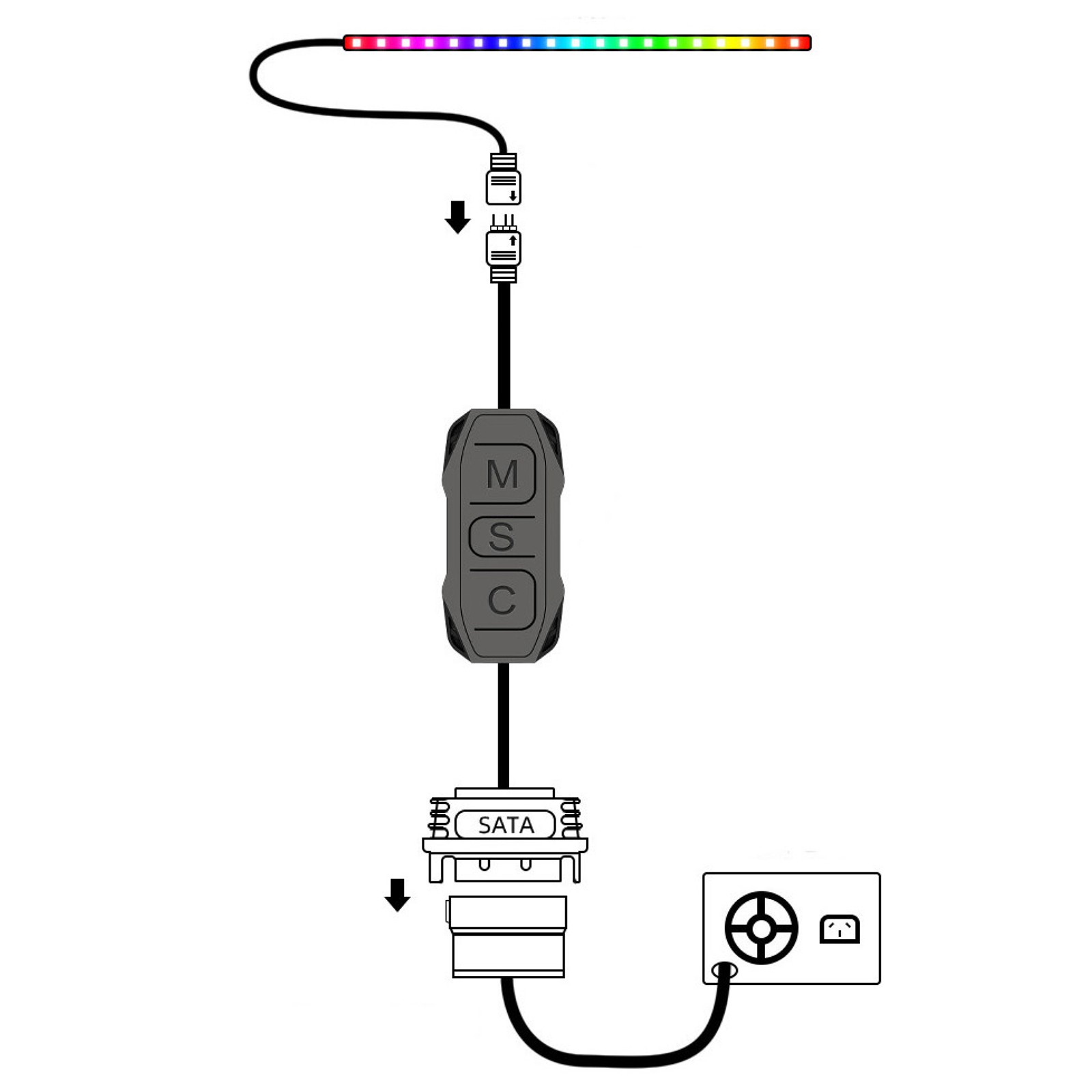 AR-1 RGB Controller Cable 5V 3 Pin to SATA AURA ARGB Mini Control Controller C