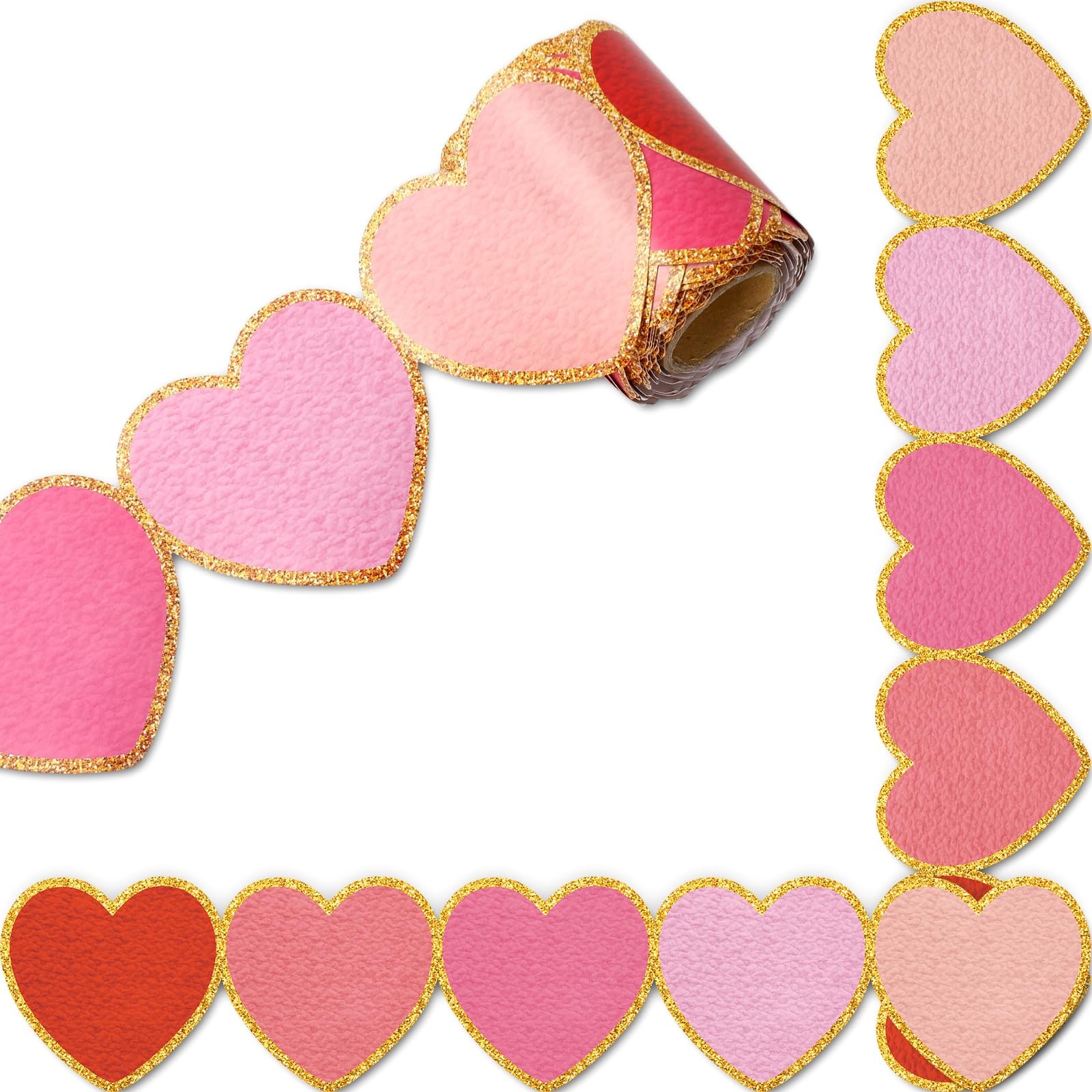 32.8ft Valentine's Day Bulletin Board Borders Red Pink Heart Shaped Die-Cut Bor