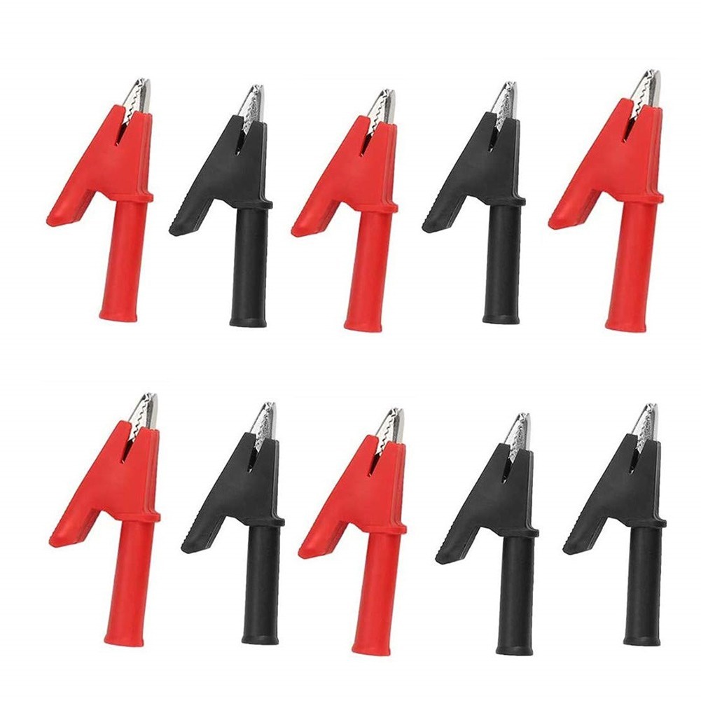 10PCS Fully Insulated Crocodile Clips for Electrical Testing and Jumpers
