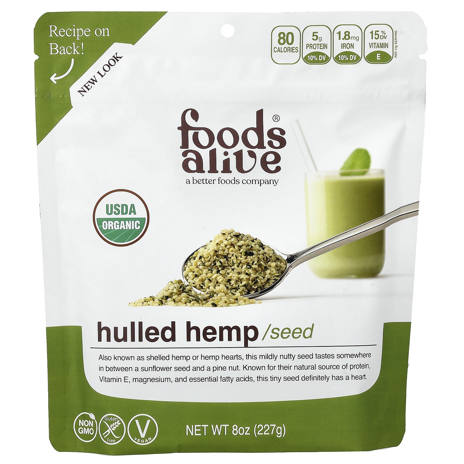 Organic Hulled Hemp Seeds, 8 oz (227 g)