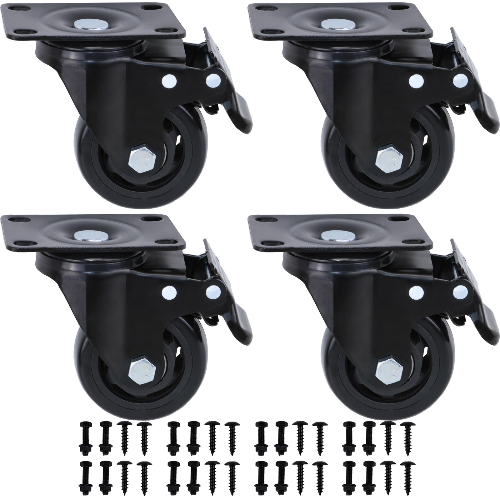 YANYUCB Caster Wheels Swivel for Cart Steel with Brake, Casters Set of 4, Hea...