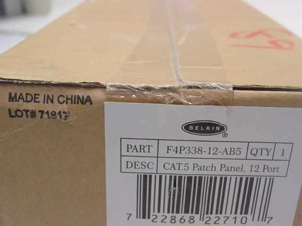 Belkin CAT.5 Patch Panel, 12 Port F4P338-12 AB5