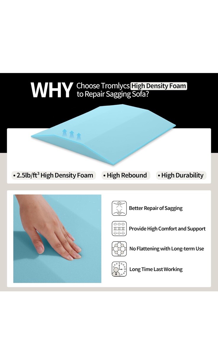 Tromlycs Couch Sofa Cushion Support for Sagging Seat Arched Furniture Seat Un...