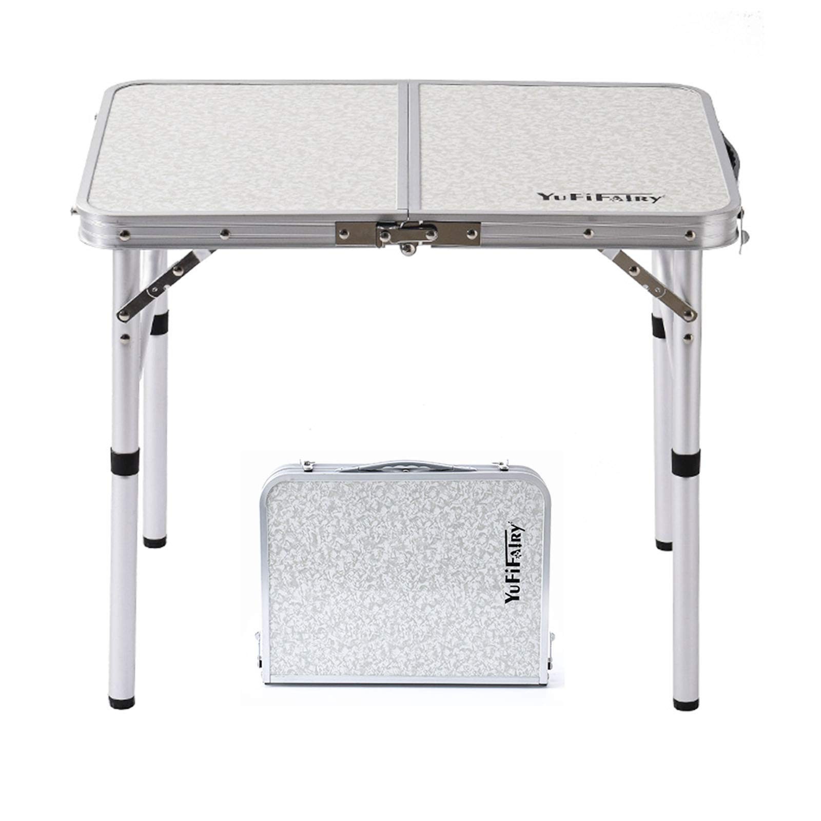 Folding Camp Table Small, 24''L x16''W with Adjustable Height Legs, Indoor Ou...