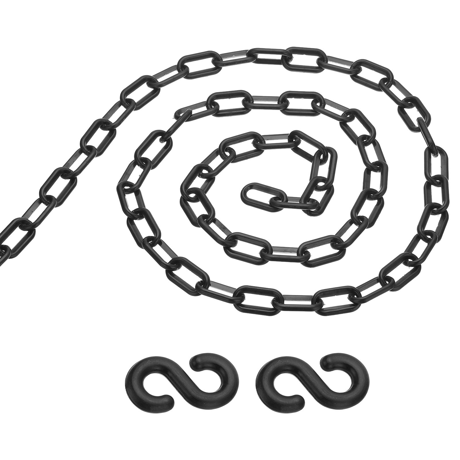 13Ft Plastic Safety Barrier Chain 2 S-Hooks, Black