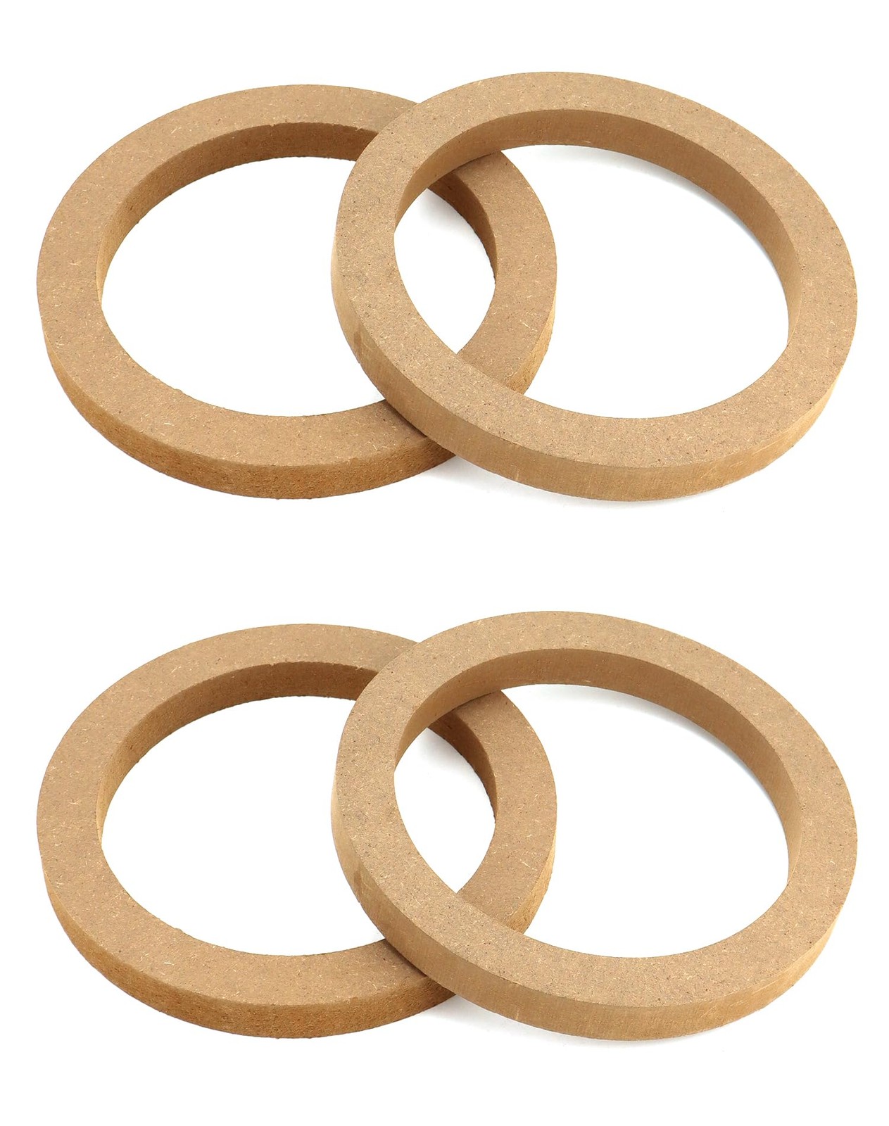QWORK Wooden Speaker Spacer Rings, 4 Pcs 6.5" Car MDF 4 Pack, wood