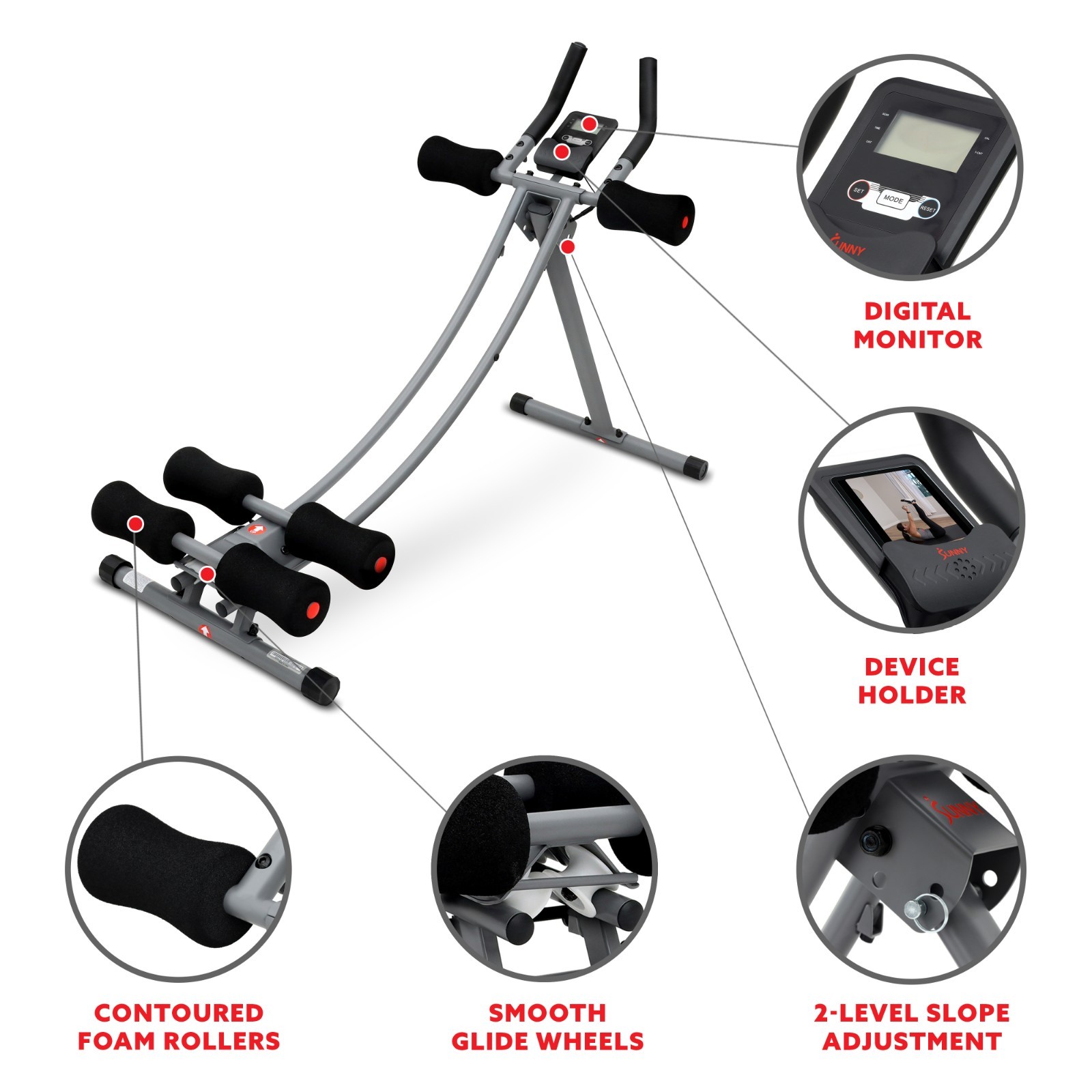 Ab Abdominal Exercise Machine Roller Waist Trainer with Elbow Support Foldable