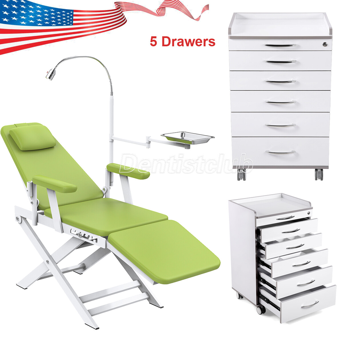 Sillón dental portátil Luz LED PU Cuero duro / Carro de gabinete médico móvil