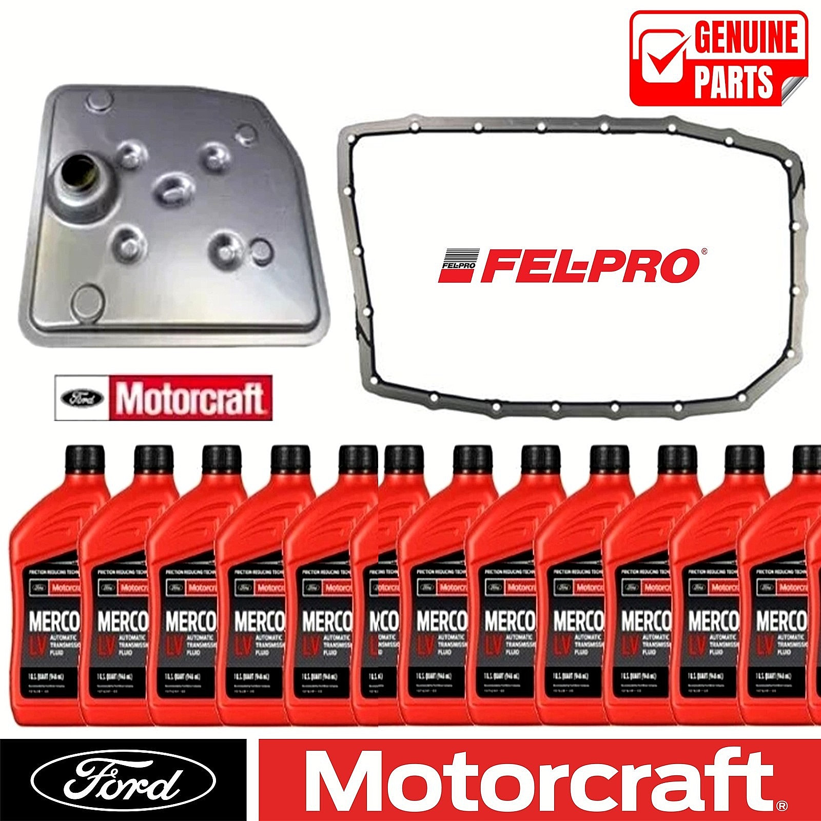 12x MOTORCRAFT MERCON LV FILTER FT-188 OIL PAN GASKET FOR 6R80 TRANSMISSION FORD