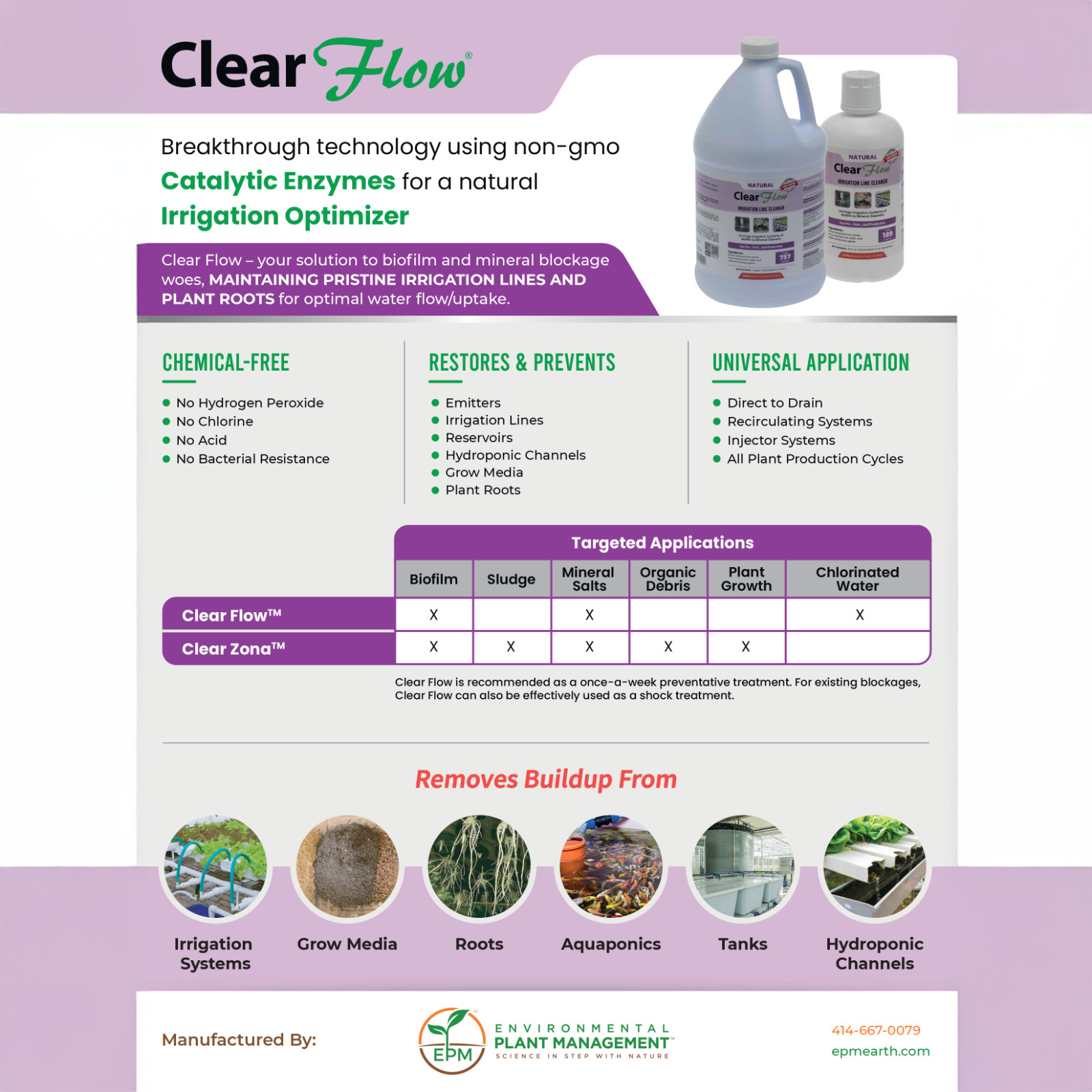 Clear Flow Irrigation Line Cleaner 32 fl oz Bottle by EPM