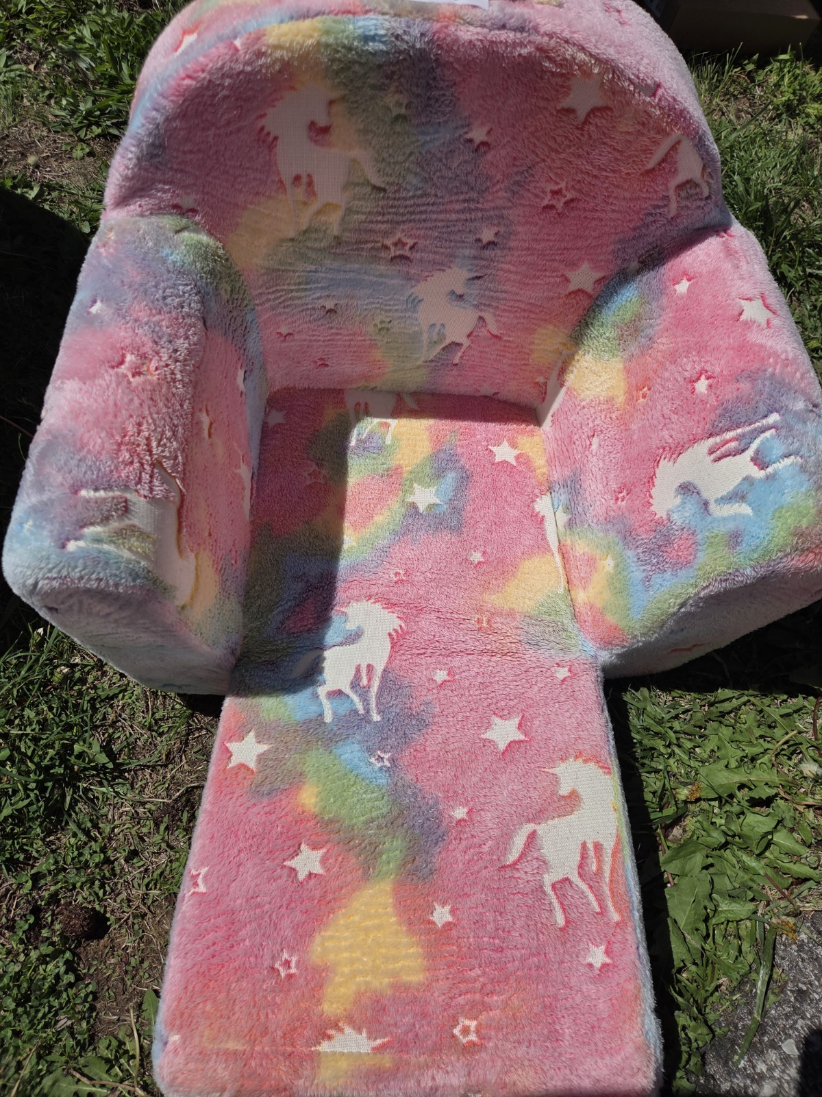 Convertible Unicorn Plush Armchair Multicolor Stars Kids