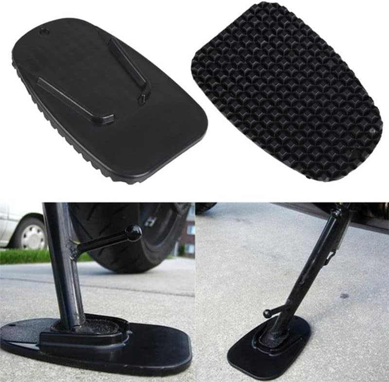 2Pcs Black Motorcycle Side Kickstand Non-Slip Plate Base Parking Stand Support