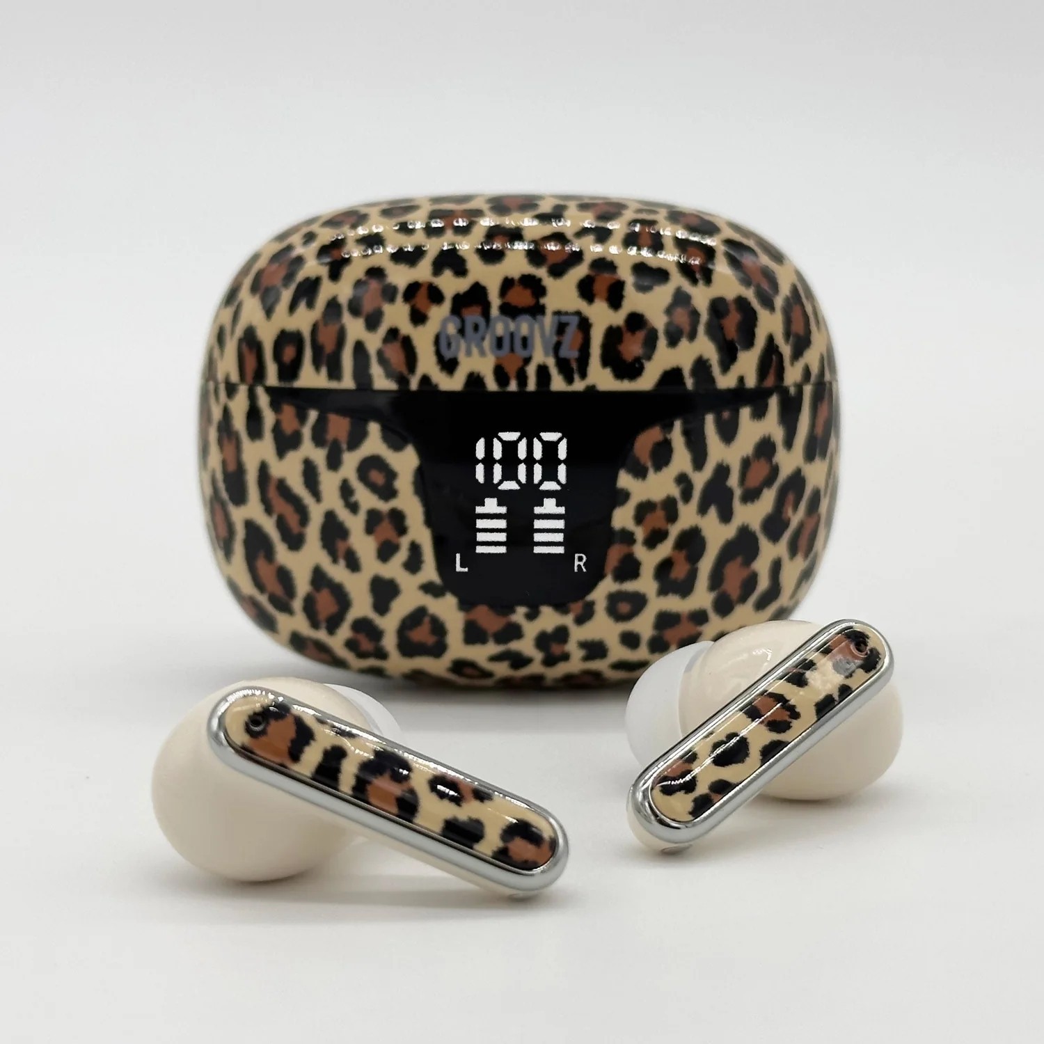 GROOVZ Sport - Wireless TWS In-Ear Earbuds + Charging Case - LEOPARD CHEETAH